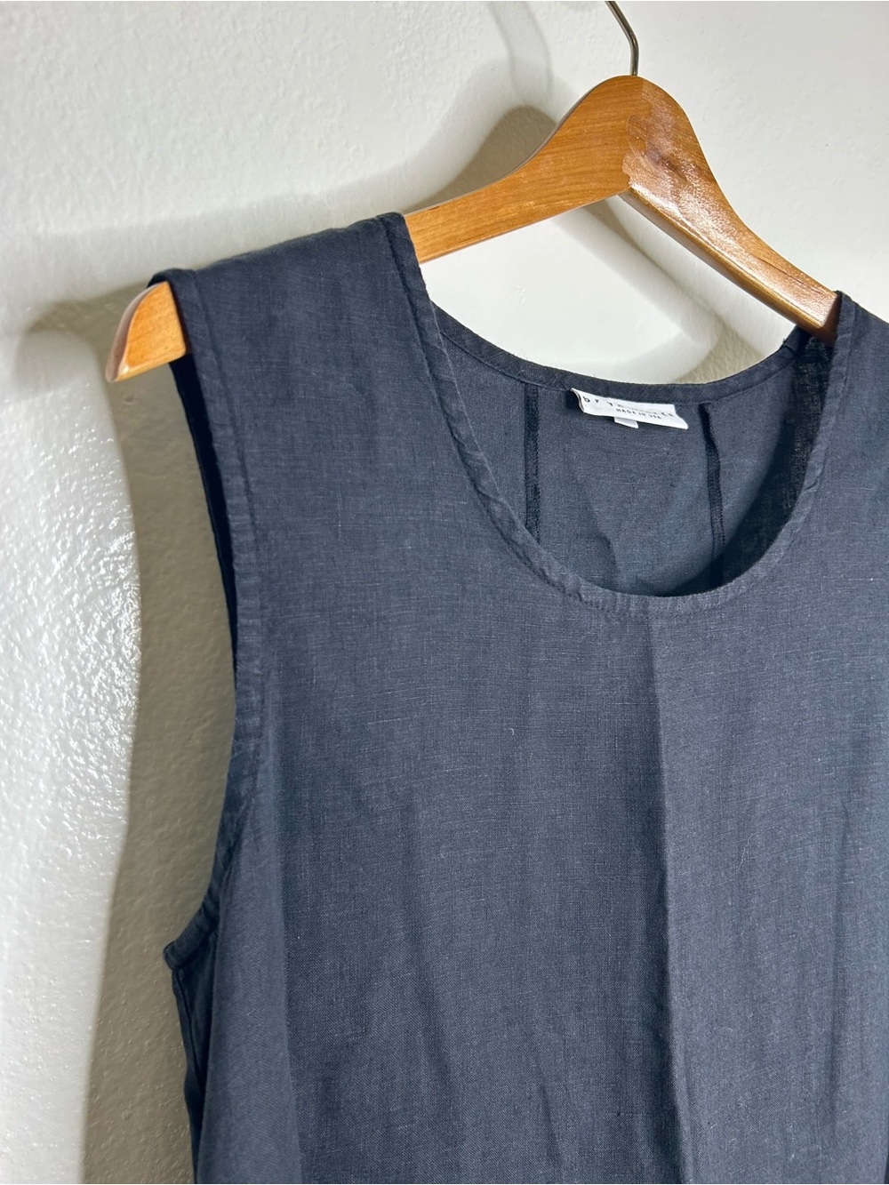 Bryn Walker 100% Linen Scoop Neck Black Tank Loose Fit Shift Dress